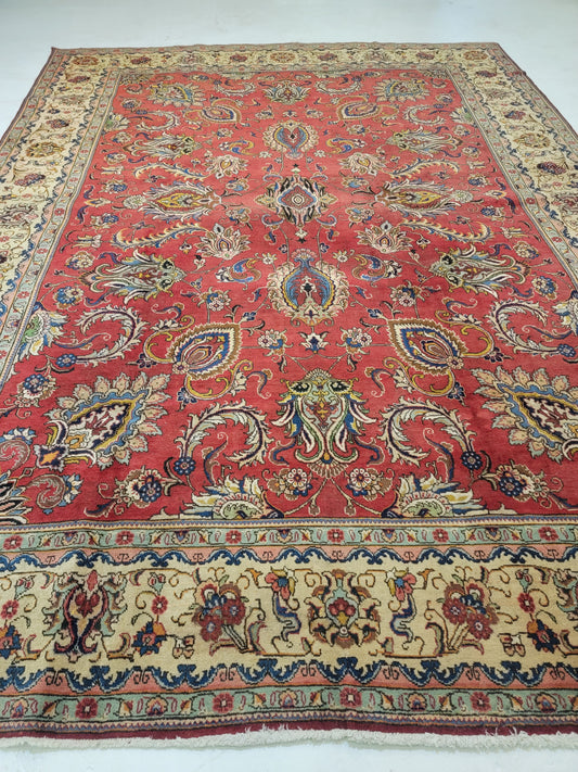 Hand-Knotted Wool Rug Tabriz 9'8" x 13'6"