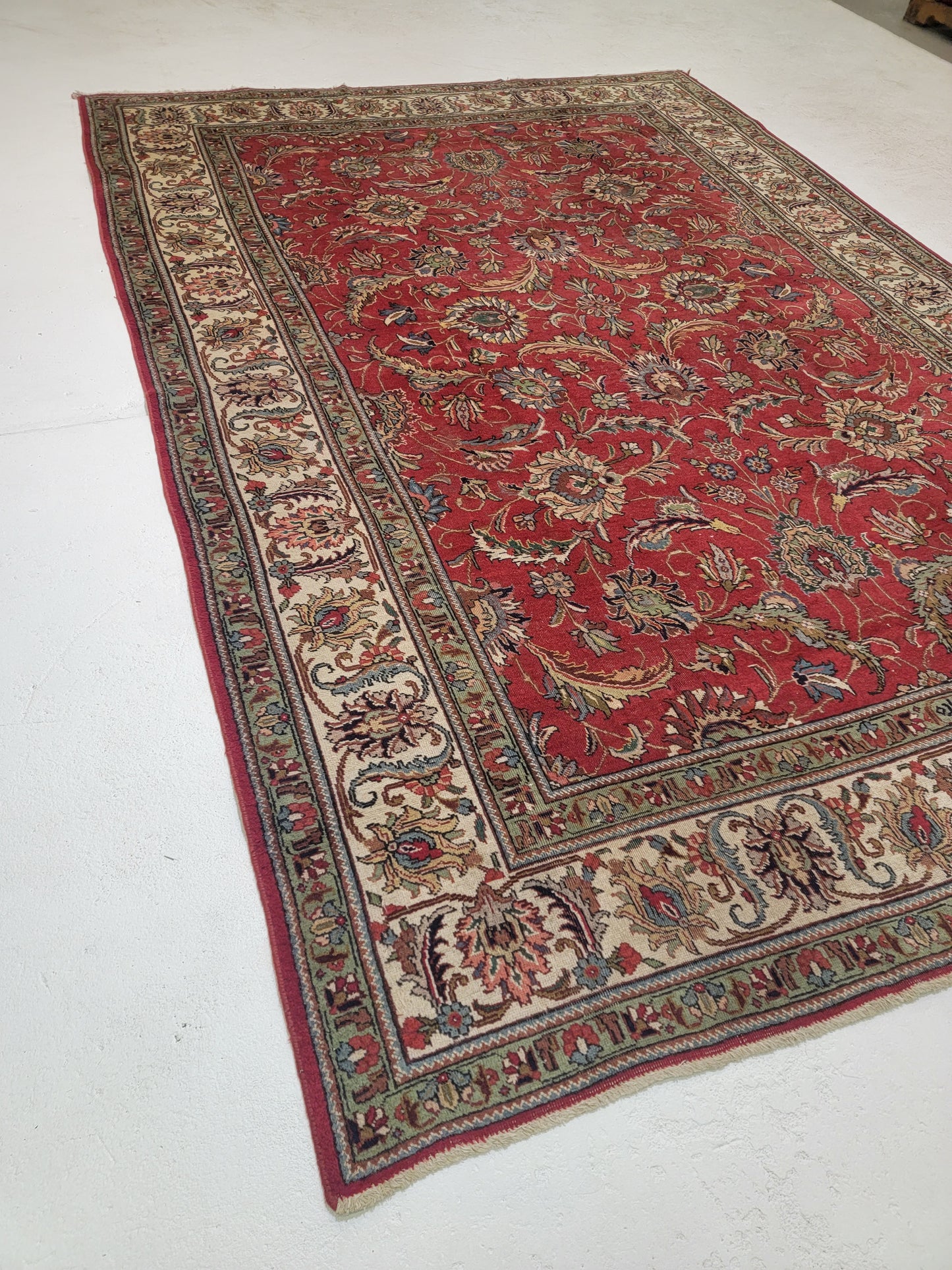 Hand-Knotted Wool Rug Tabriz Signed 8'1" x 11'8"