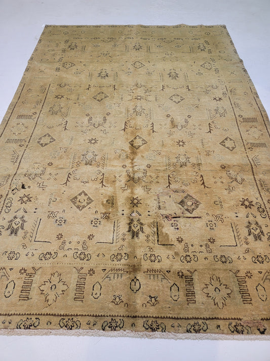 Hand-Knotted Wool Rug Tabriz Tea Washed 6'5" x 9'8"