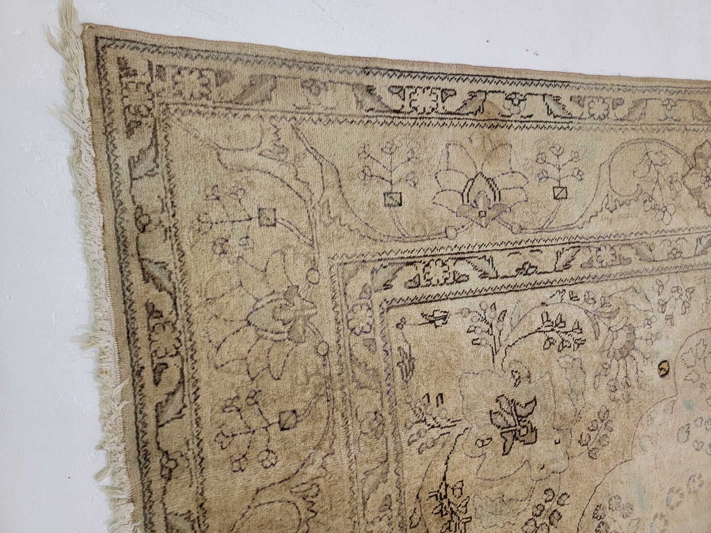 Hand-Knotted Wool Rug Tabriz Distressed 9'10" x 12'10"