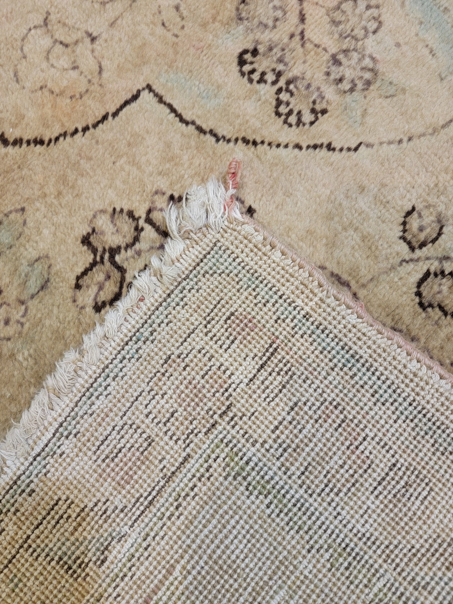 Hand-Knotted Wool Rug Tabriz Distressed 9'10" x 12'10"