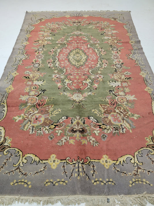Hand-Knotted Wool Rug Turkish Aubusson 8'9" x 10'3"