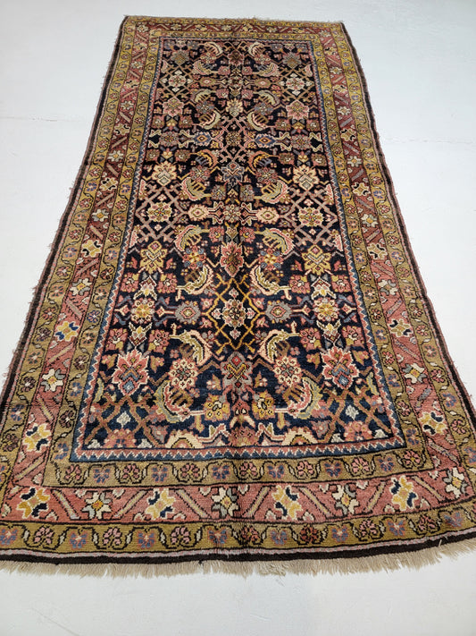 Hand-Knotted Wool Gallery Size Kurdish Sanandaj 4'7" x 10'