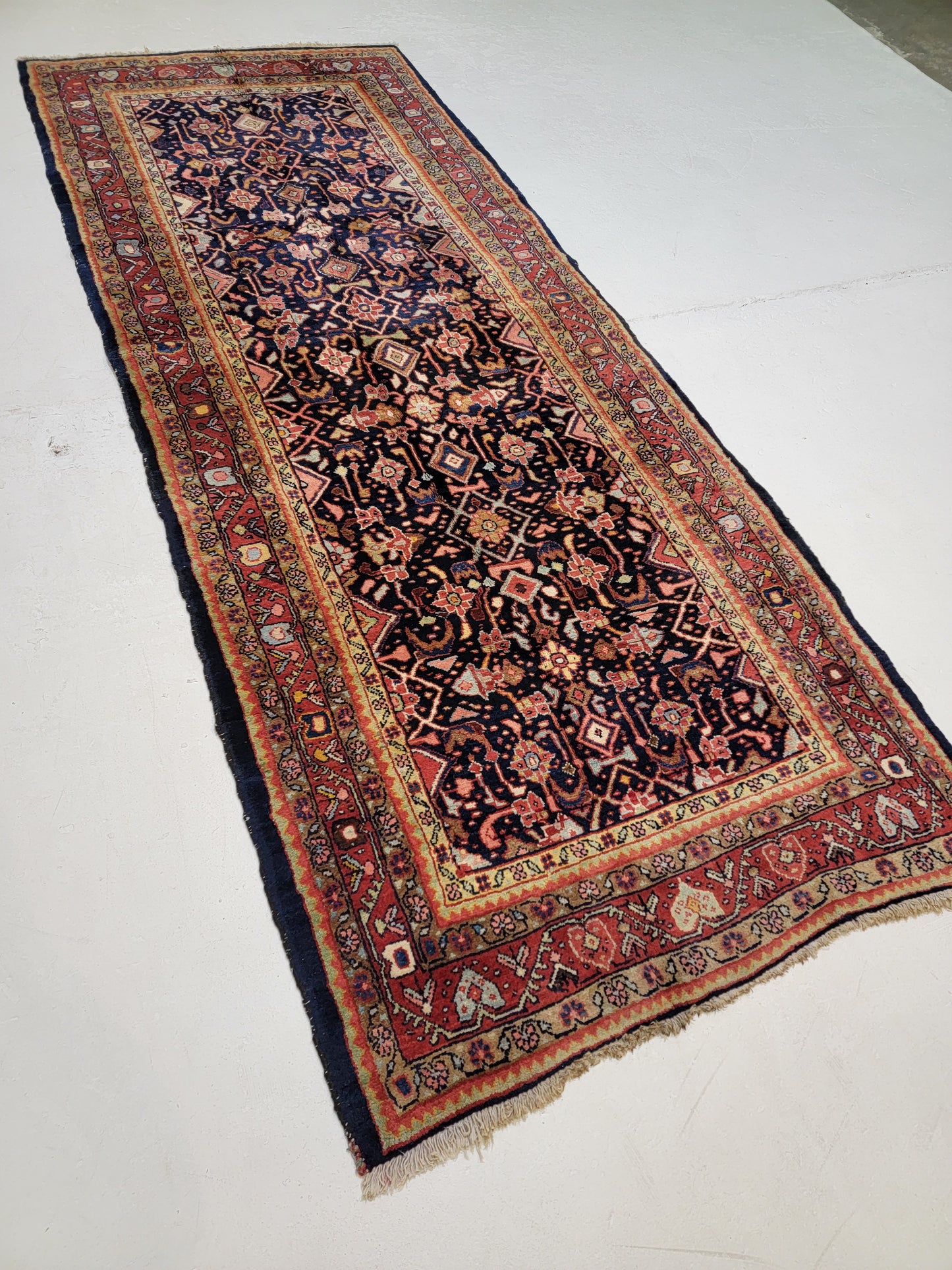 Hand-Knotted Wool Gallery Size Arak 3'9" x 9'9"