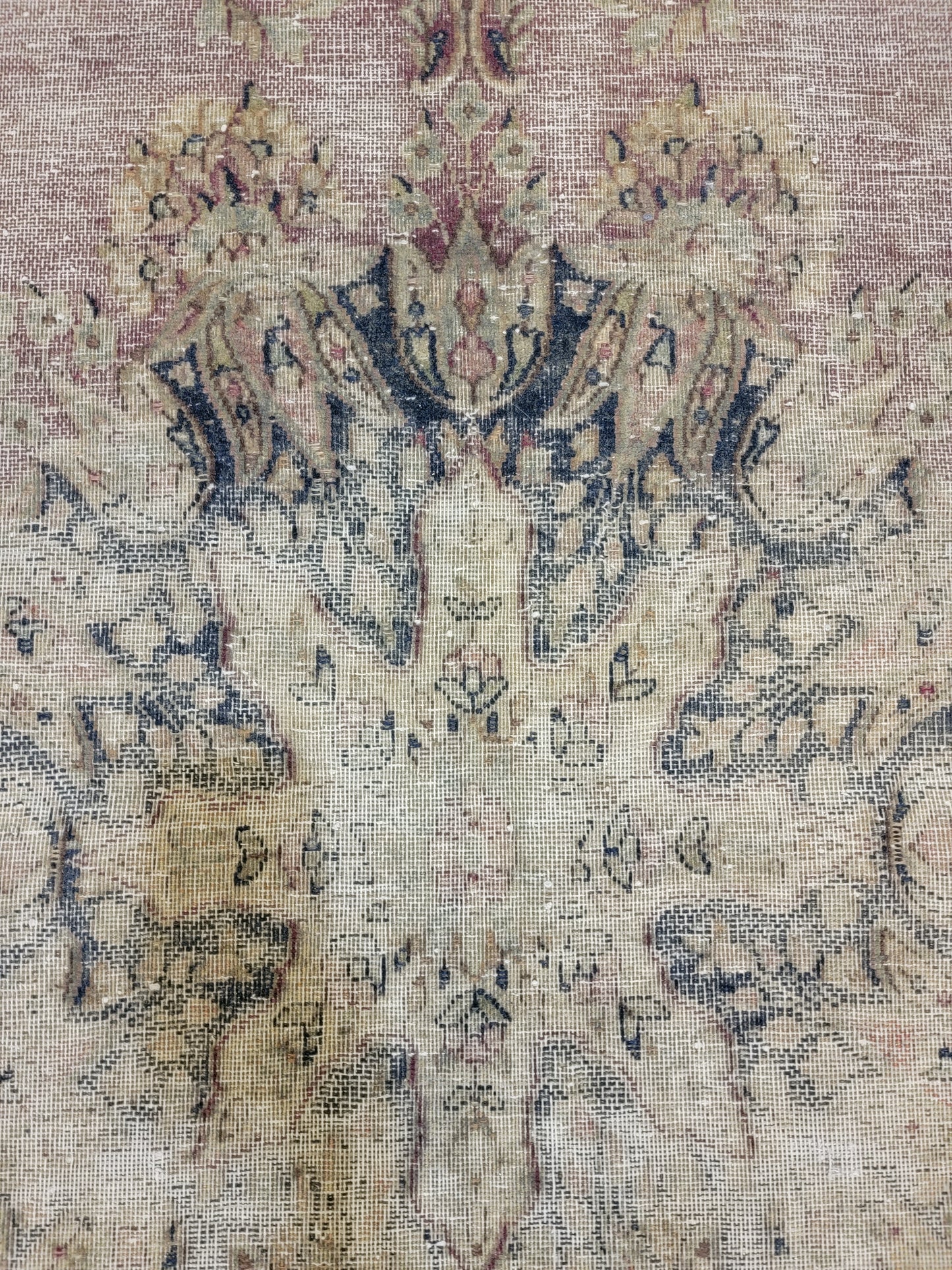 Hand-Knotted Wool Rug Tabriz Distressed 9'7" x 12'9"