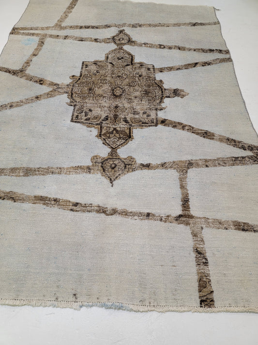 Hand-Knotted Wool Rug Tabriz Distressed 6'7" x 10'2"