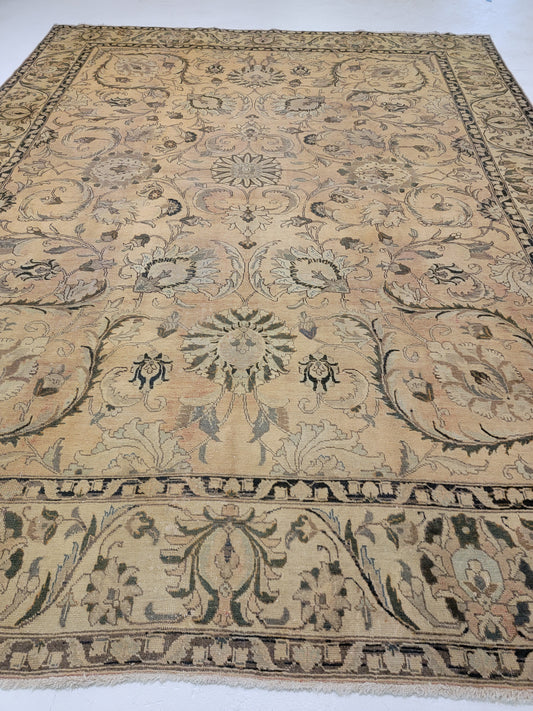 Hand-Knotted Wool Rug Tabriz 10' x 14'