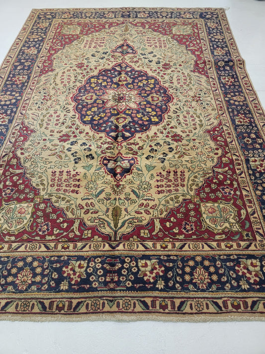 Hand-Knotted Wool Rug Tabriz 6'11" x 10'2"