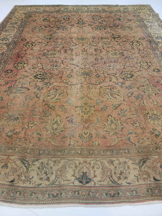 Hand-Knotted Wool Rug Tabriz 9'10" x 12'