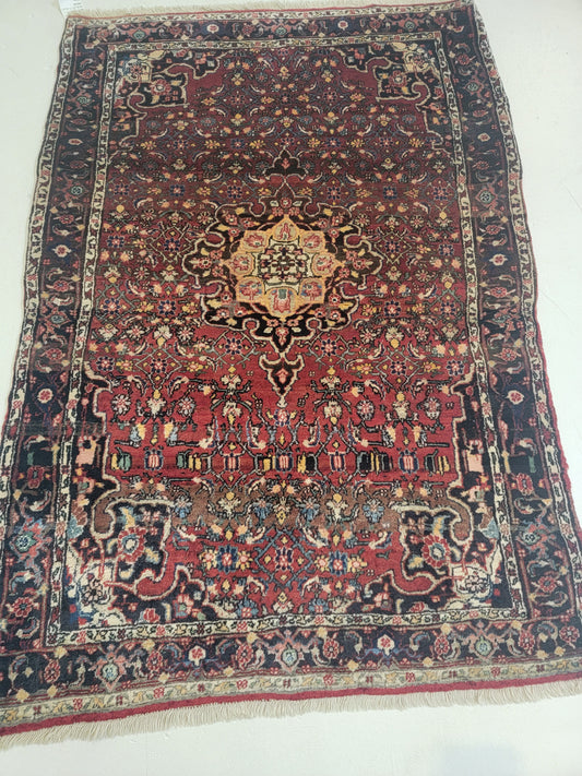 Hand-Knotted Wool Rug Bijar 3'3" x 4'10"