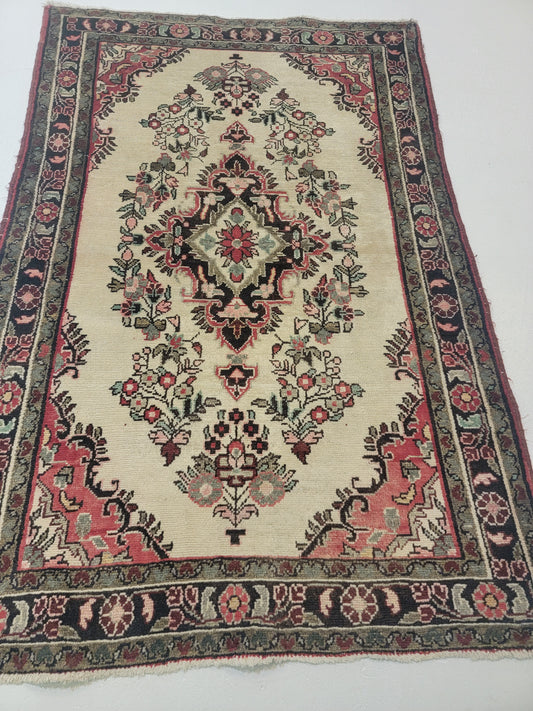 Hand-Knotted Wool Rug Hamedan 3'4" x 4'11"