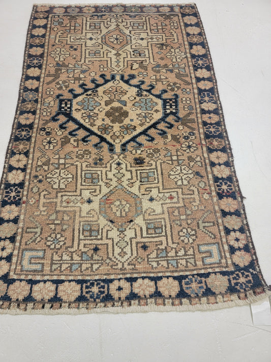 Hand-Knotted Wool Rug Heriz Karajeh 2'10" x 4'7"