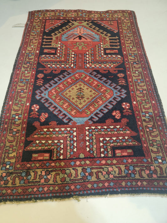 Hand-Knotted Wool Rug Heriz Karajeh 2'10" x 4'8"