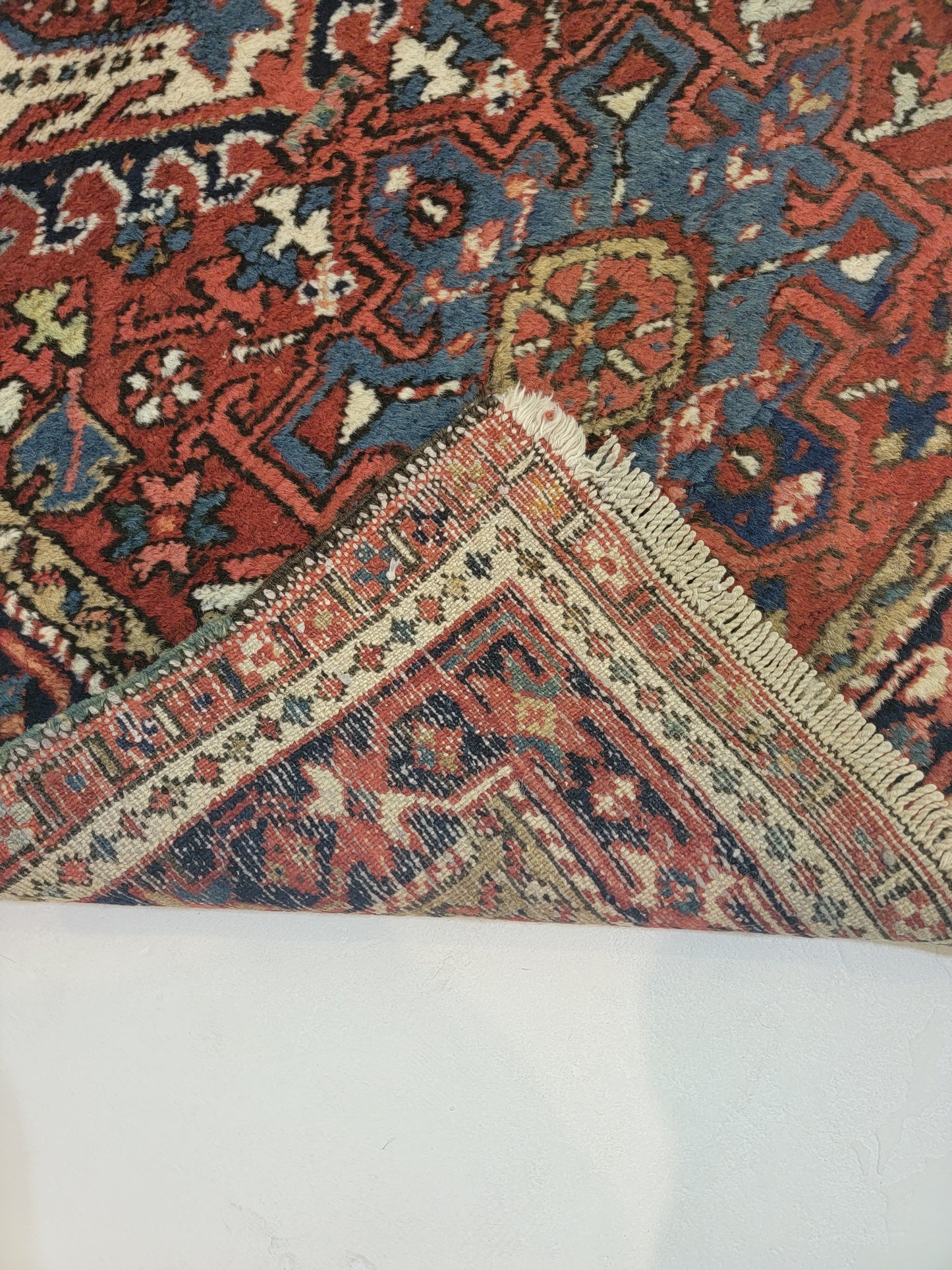 Antique Hand-Knotted Wool Rug Heriz Karajeh 3'4" x 4'4"