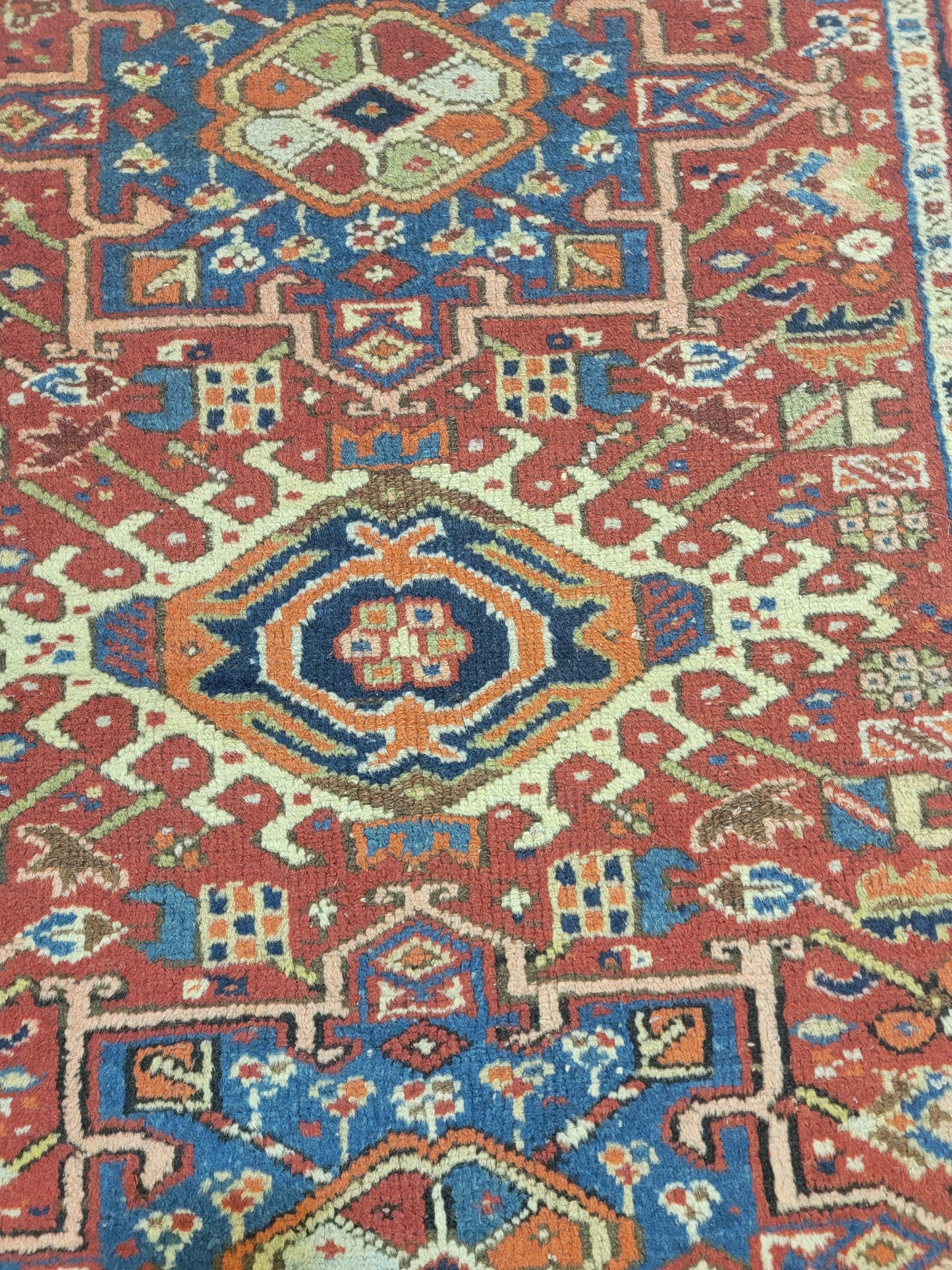 Hand-Knotted Wool Rug Heriz Karajeh 3'5" x 4'3"