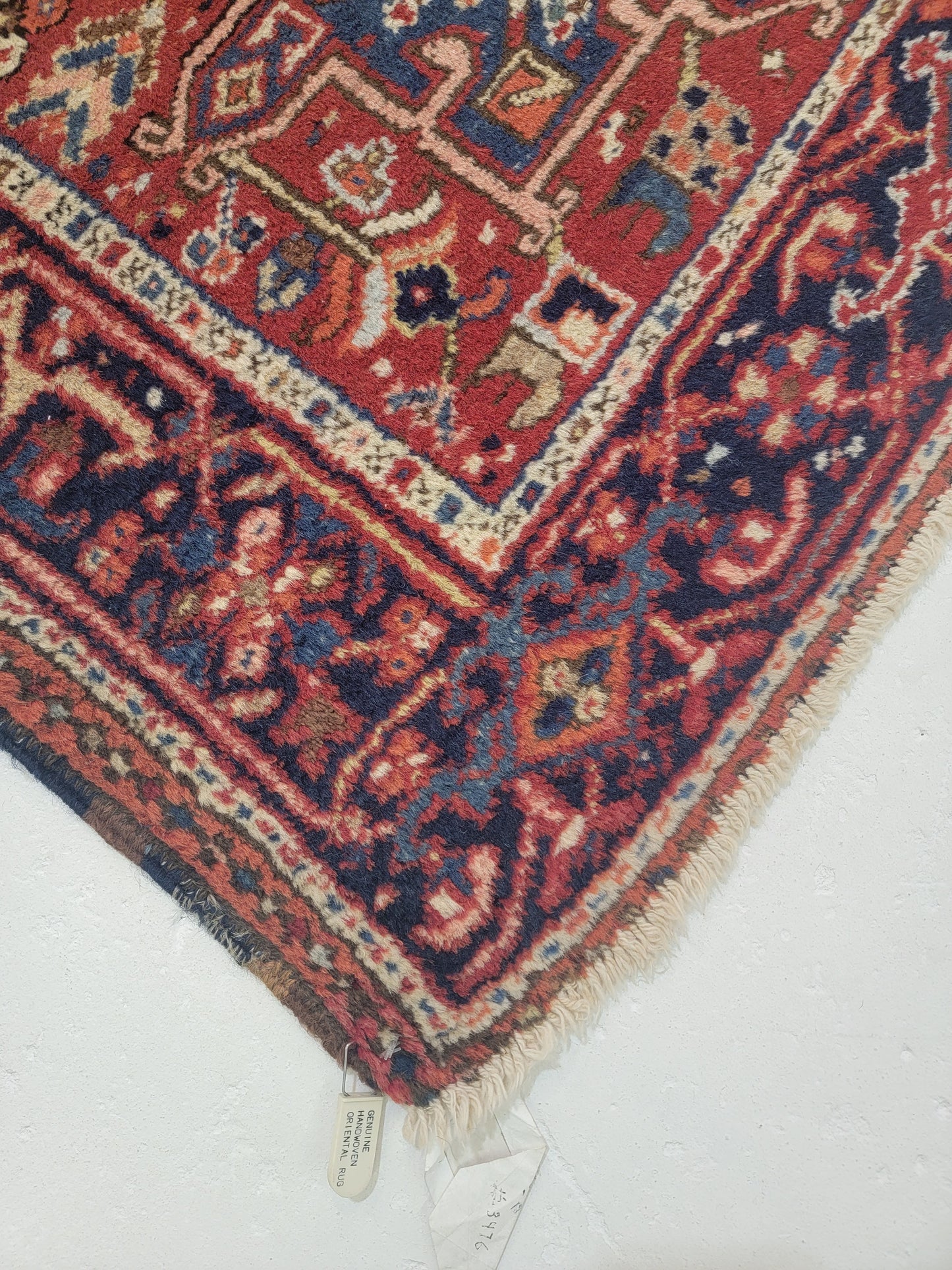 Hand-Knotted Wool Rug Heriz Karajeh 3'5" x 4'3"