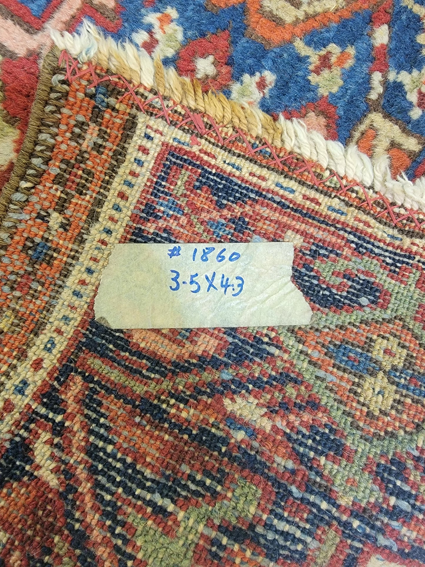Hand-Knotted Wool Rug Heriz Karajeh 3'5" x 4'3"