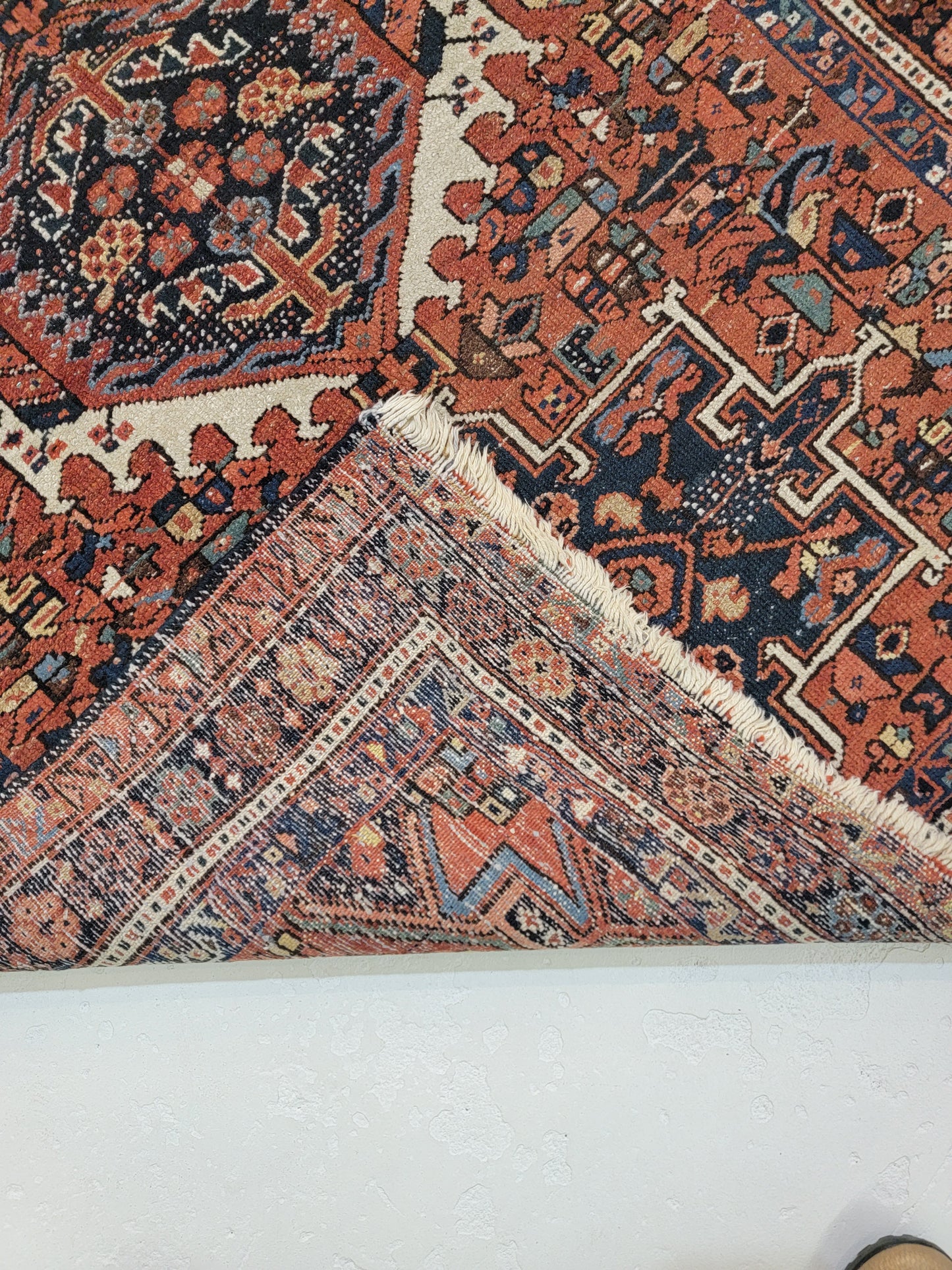 Hand-Knotted Wool Rug Heriz Karajeh 3'6" x 4'7"