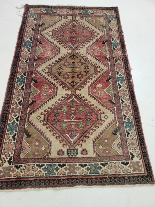 Antique Hand-Knotted Wool Persian Meshkin 3' x 5'2"