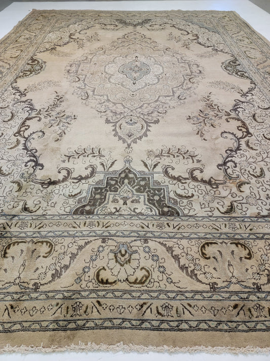 Antique Hand-Knotted Wool Area Rug Tabriz Oversized  13'3" x 18'1"