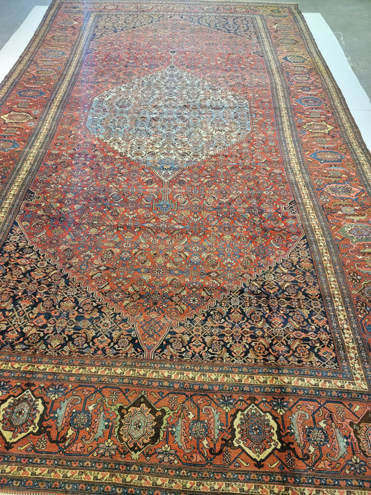 Antique Hand-Knotted Wool Area Rug Bijar Collectible 14'11" x 25'