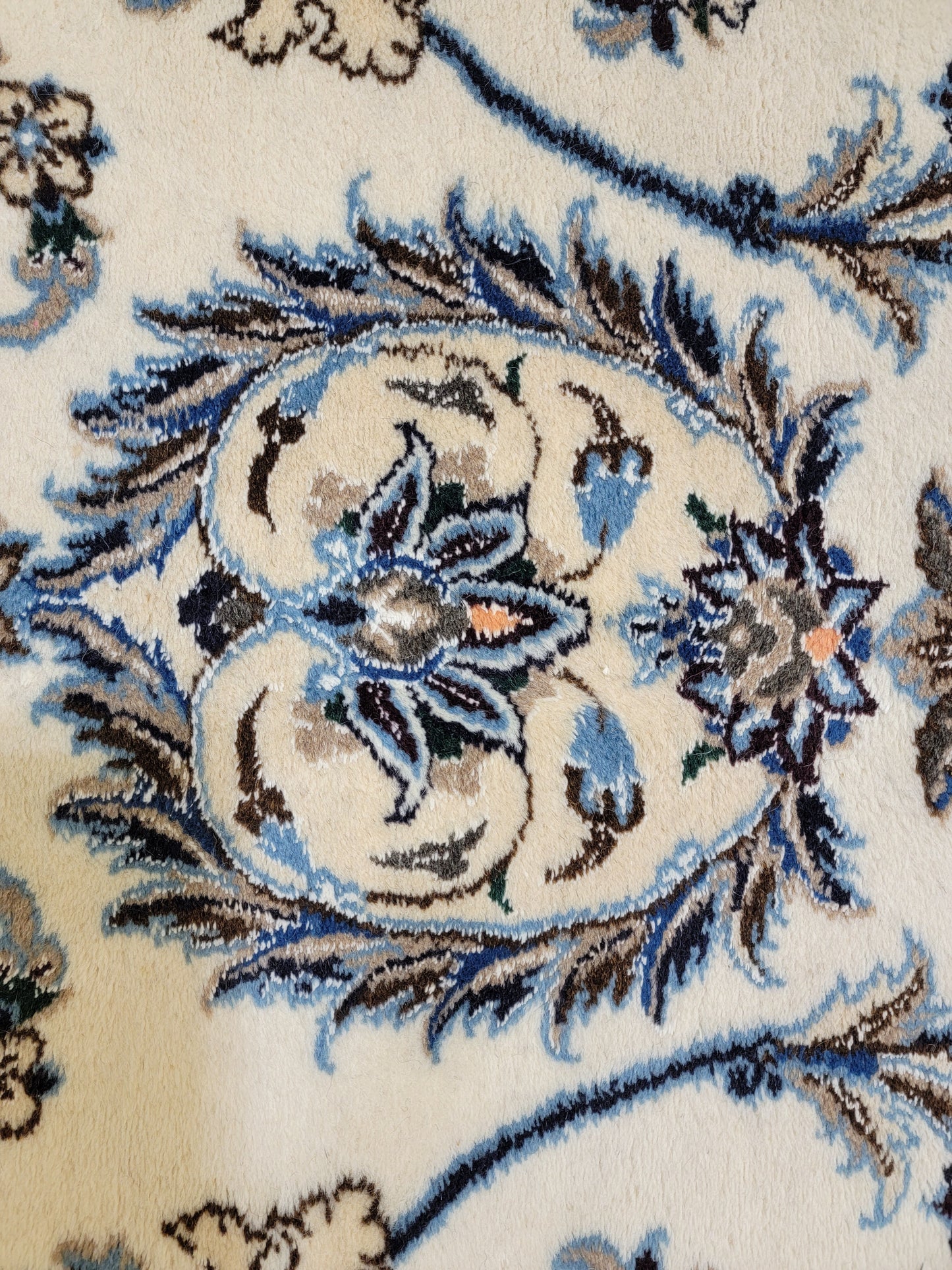 Hand-Knotted Wool and Silk Rug Nain 9'9" x 13'1"
