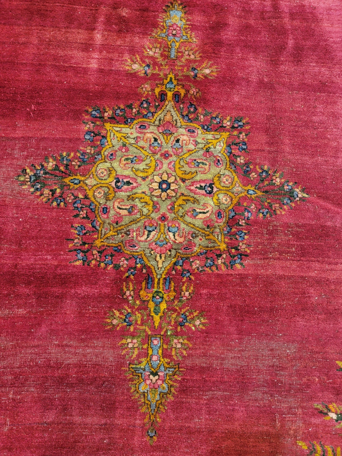 Antique Hand-Knotted Wool Area Rug Kerman 9'7" x 19'5"