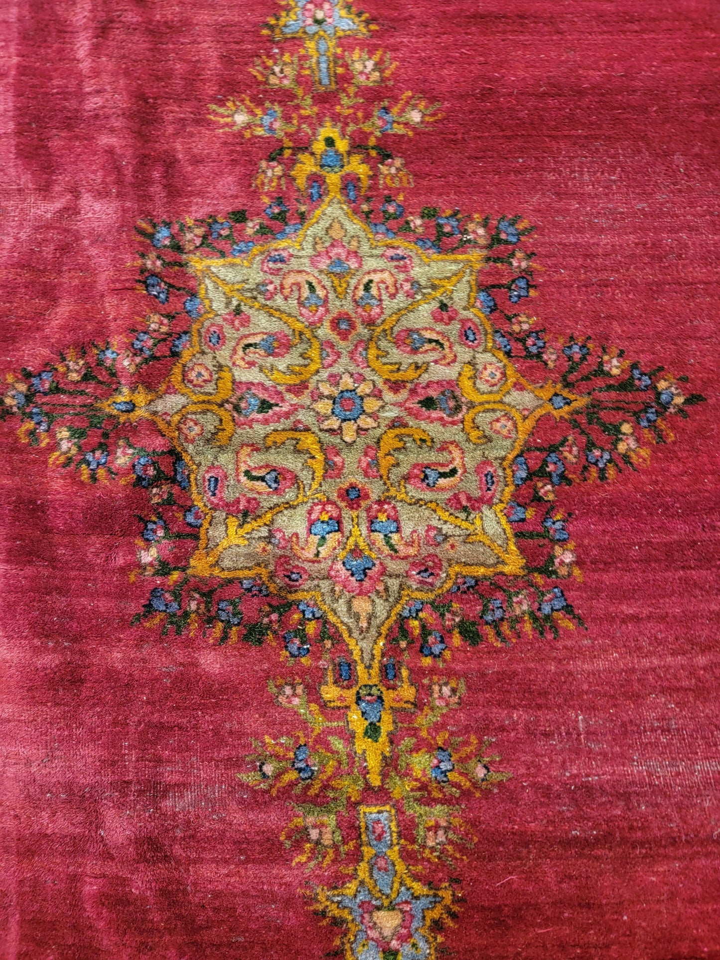 Antique Hand-Knotted Wool Area Rug Kerman 9'7" x 19'5"