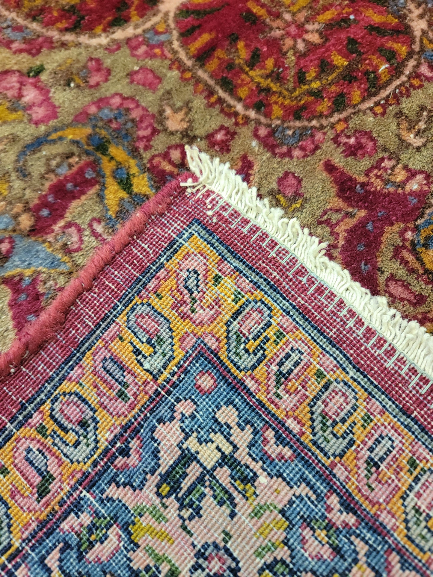 Antique Hand-Knotted Wool Area Rug Kerman 9'7" x 19'5"