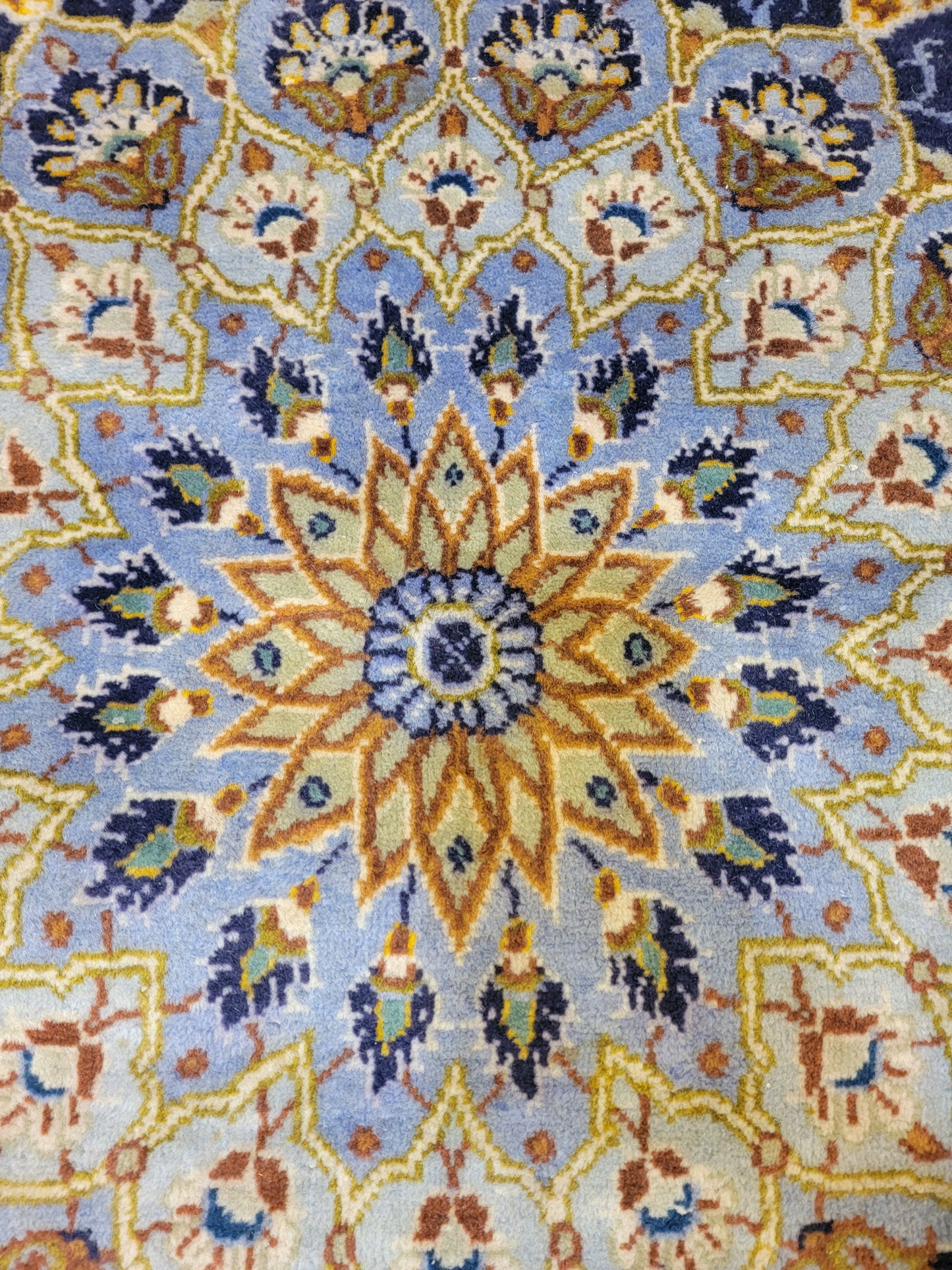 Antique Hand-Knotted Wool Area Rug Kashan Signed Rug 10'2" x 15'10"