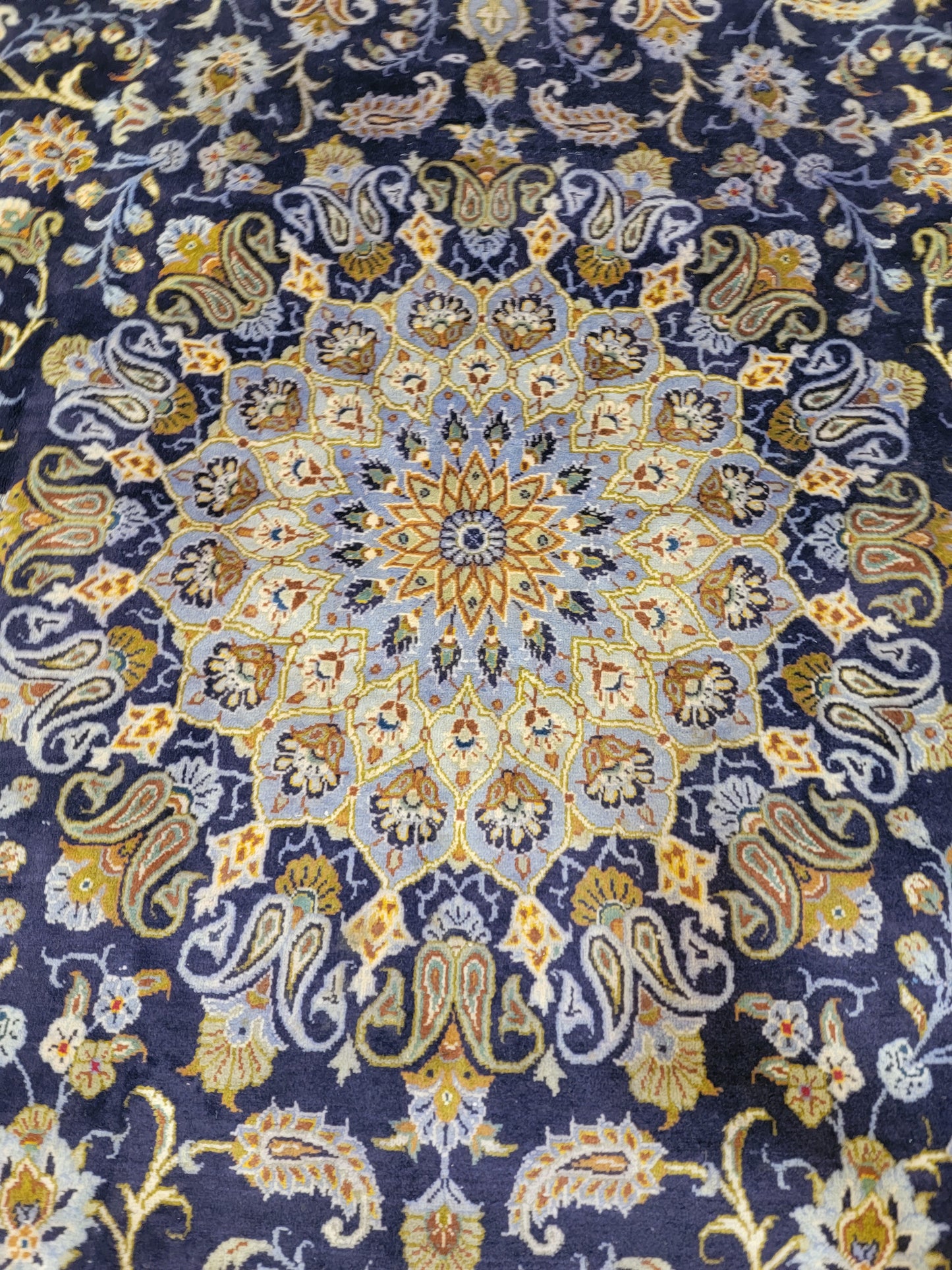 Antique Hand-Knotted Wool Area Rug Kashan Signed Rug 10'2" x 15'10"