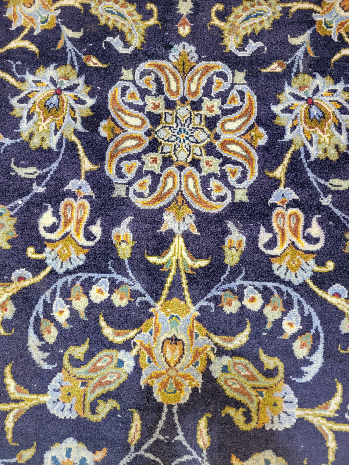 Antique Hand-Knotted Wool Area Rug Kashan Signed Rug 10'2" x 15'10"
