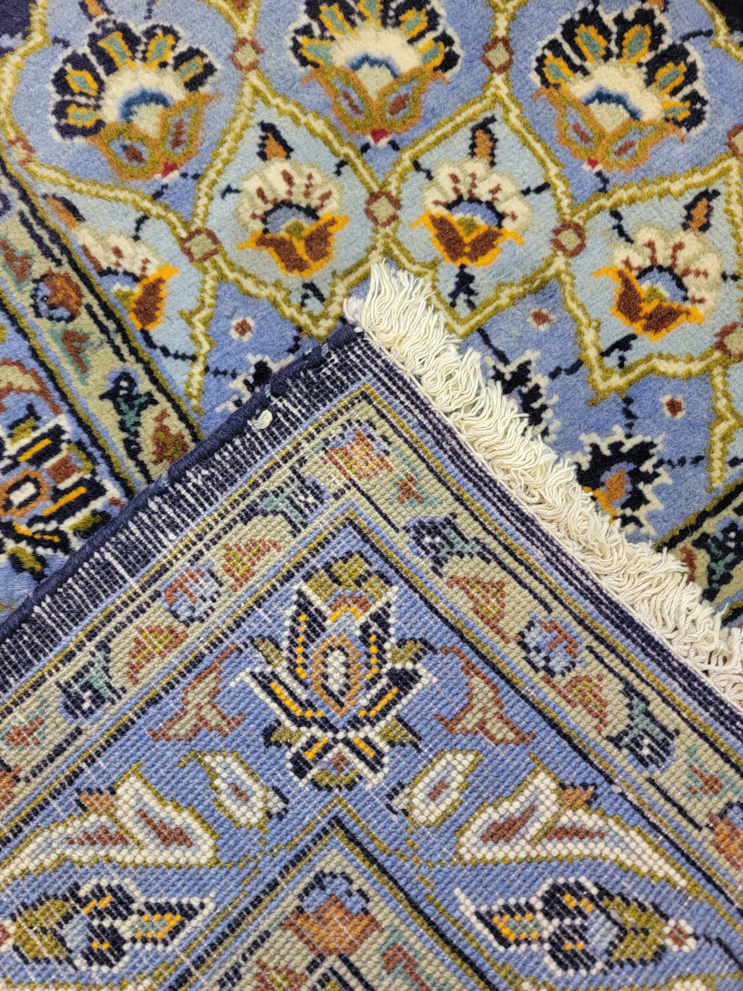 Antique Hand-Knotted Wool Area Rug Kashan Signed Rug 10'2" x 15'10"