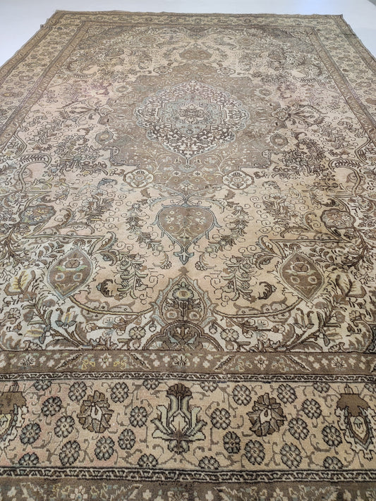Antique Hand-Knotted Wool Area Rug Tabriz 11'3" x 16'3"