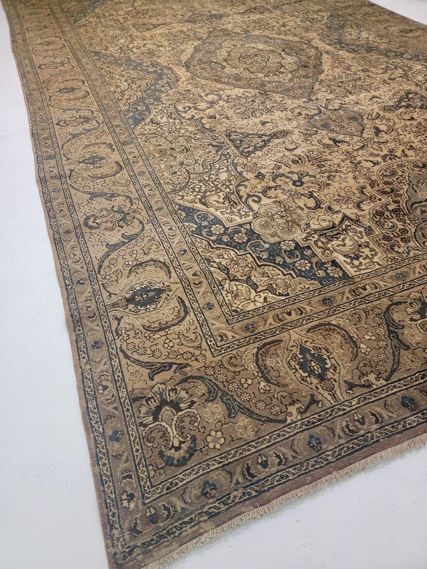 Antique Hand-Knotted Wool Area Rug Tabriz 12' x 19'6"