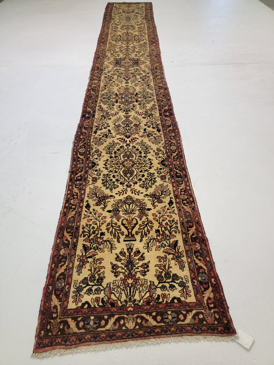 Antique Hand-Knotted Wool Runner Hamedan Rudbar 2'10" x 19'6"