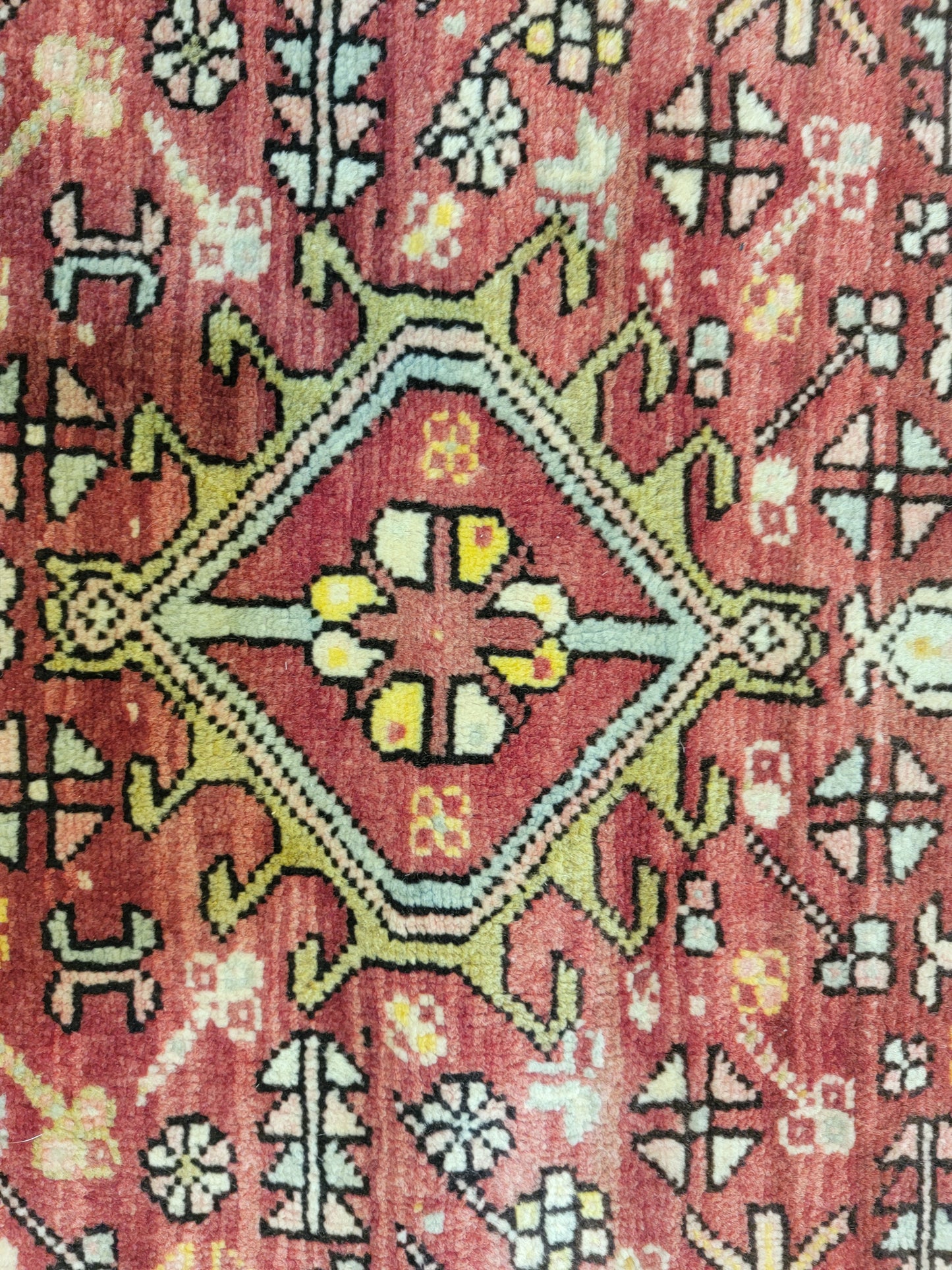 Antique Hand-Knotted Wool Runner Heriz Karajeh 2'6" x 13'