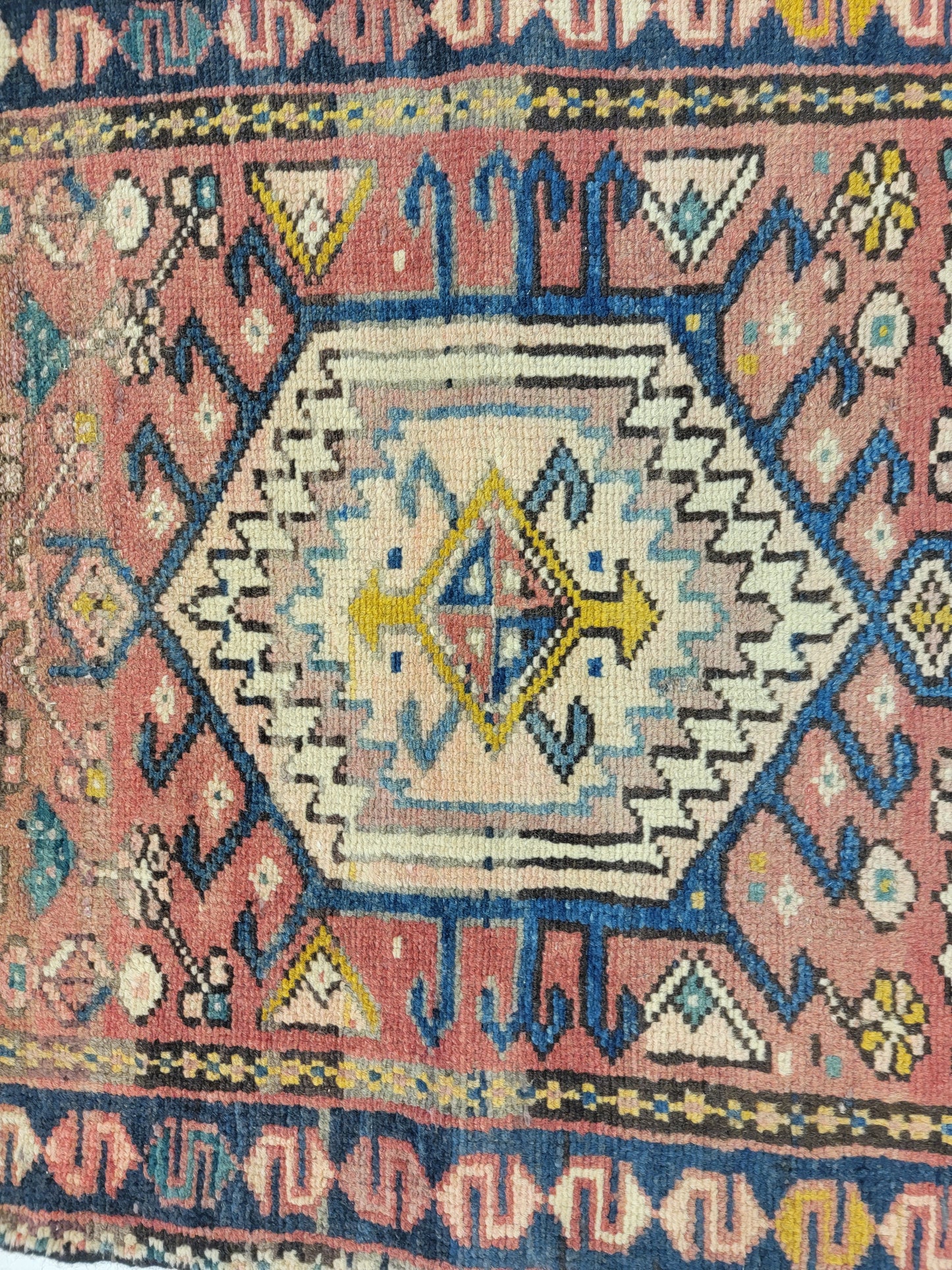 Hand-Knotted Wool Runner Antique Heriz Karajeh 2'5" x 12'1"