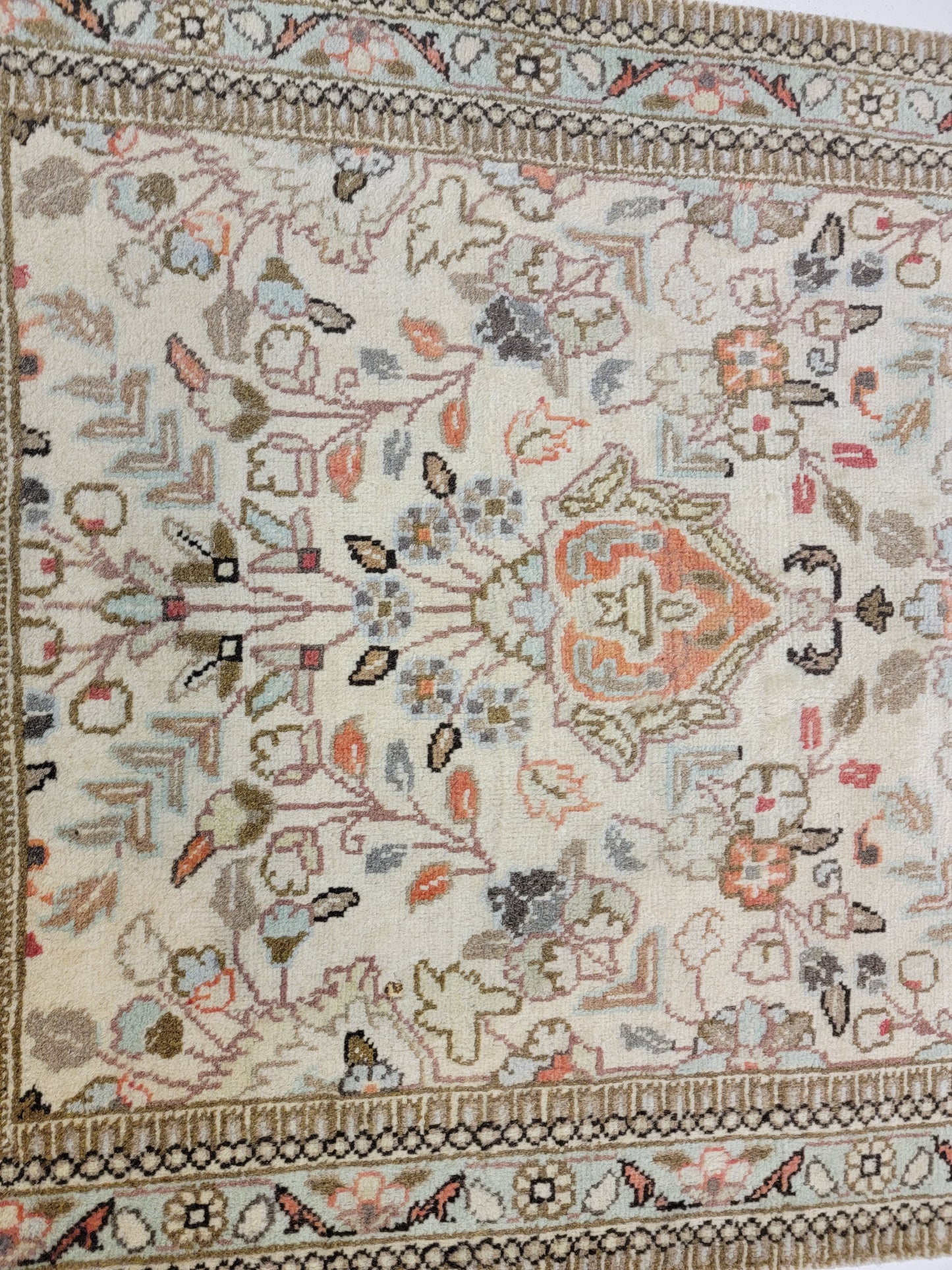 Antique Hand-Knotted Wool Runner Tabriz Tabatabaei 2'6" x 12'6"