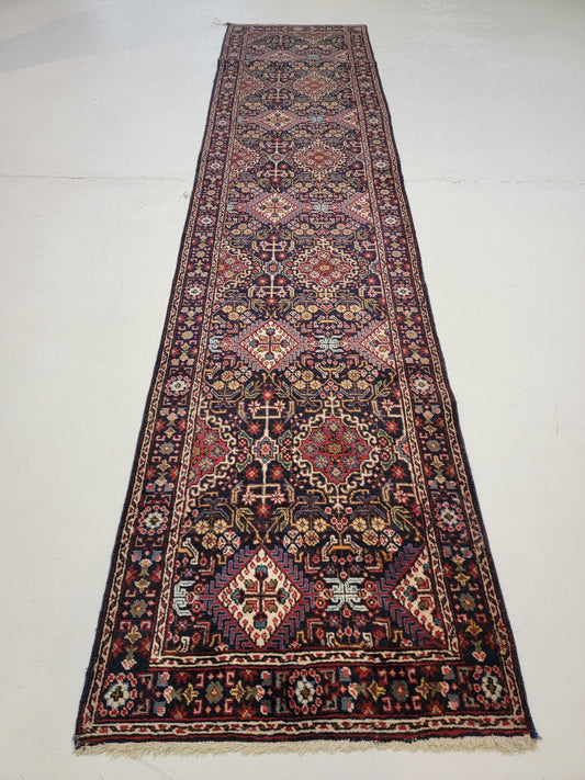 Antique Hand-Knotted Wool Runner Tabriz 2'10" x 12'8"