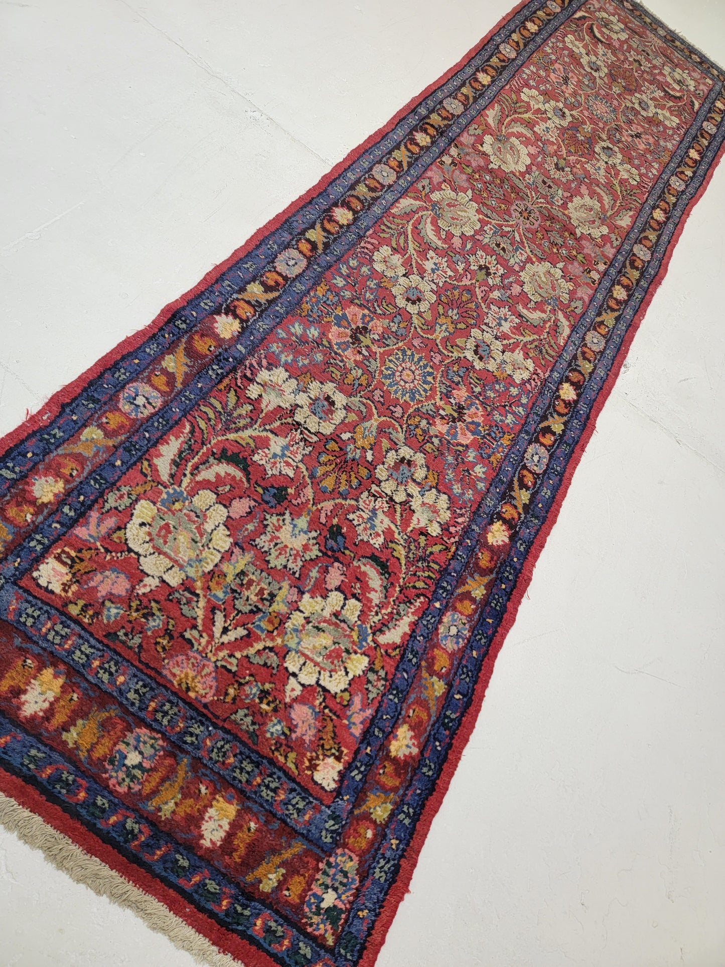 Antique Hand-Knotted Wool Runner Mahal 2'10" x 11'8"
