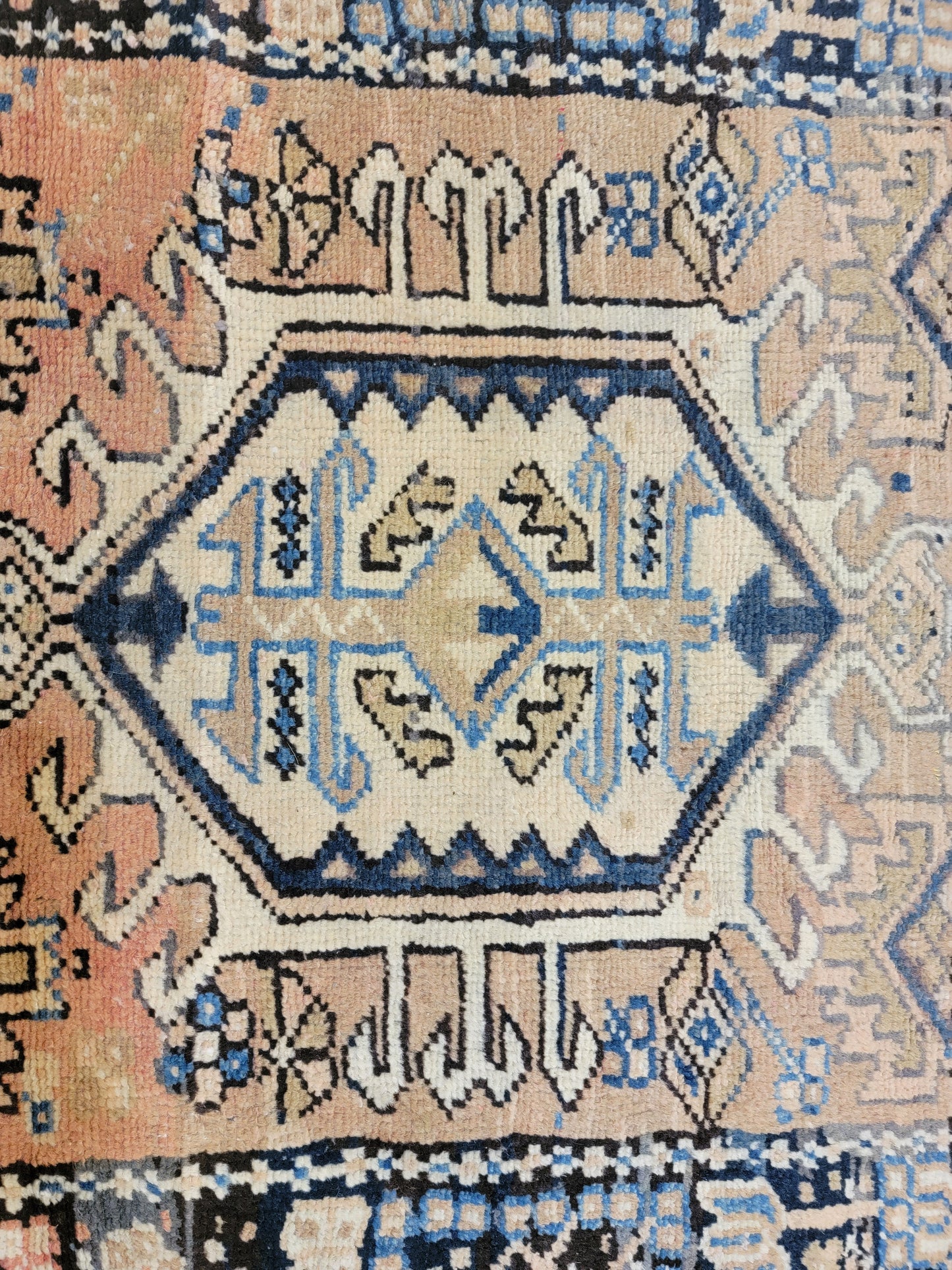 Antique Hand-Knotted Wool Runner Heriz Karajeh 3' x 12'4"