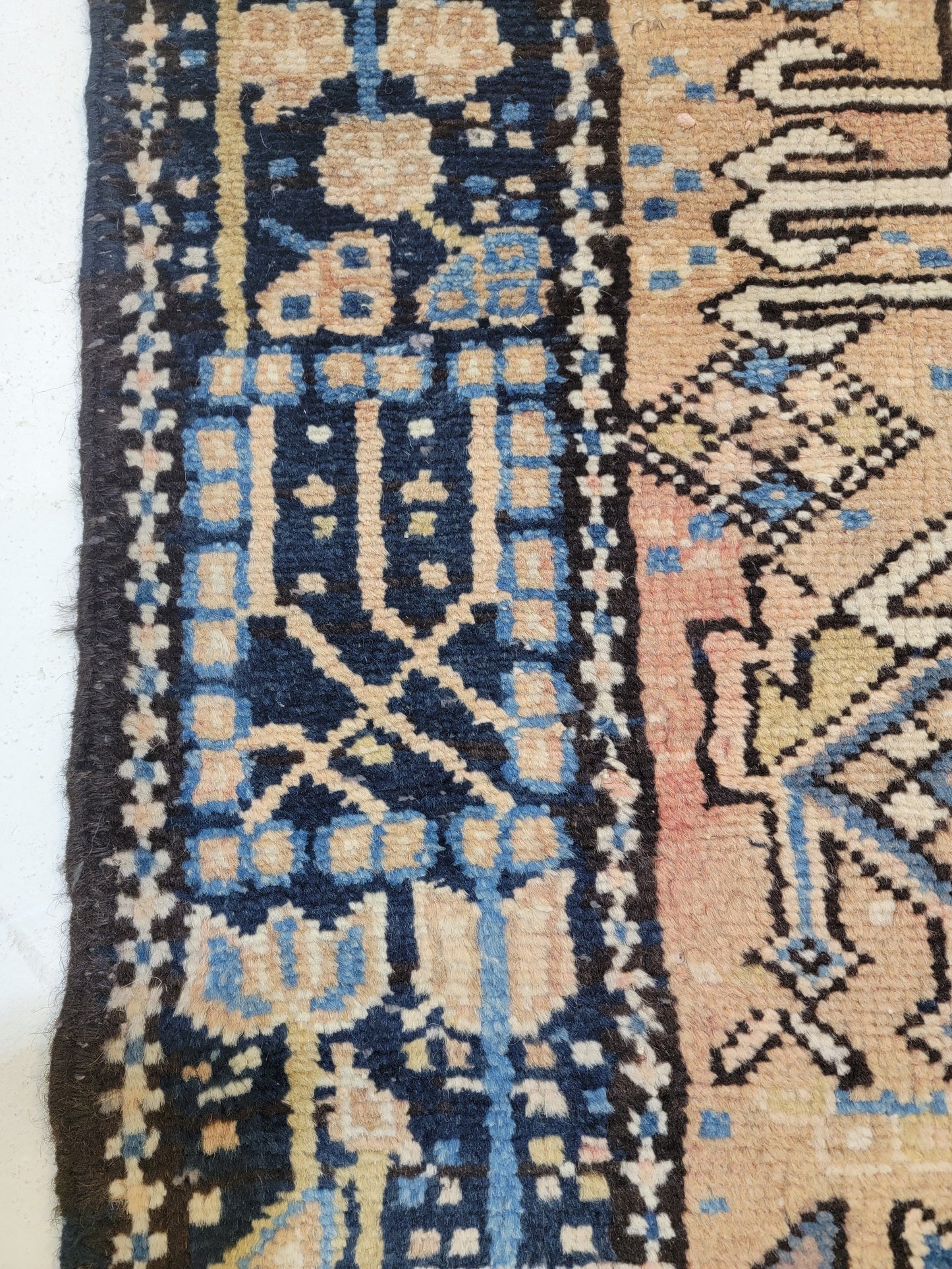 Antique Hand-Knotted Wool Runner Heriz Karajeh 3' x 12'4"