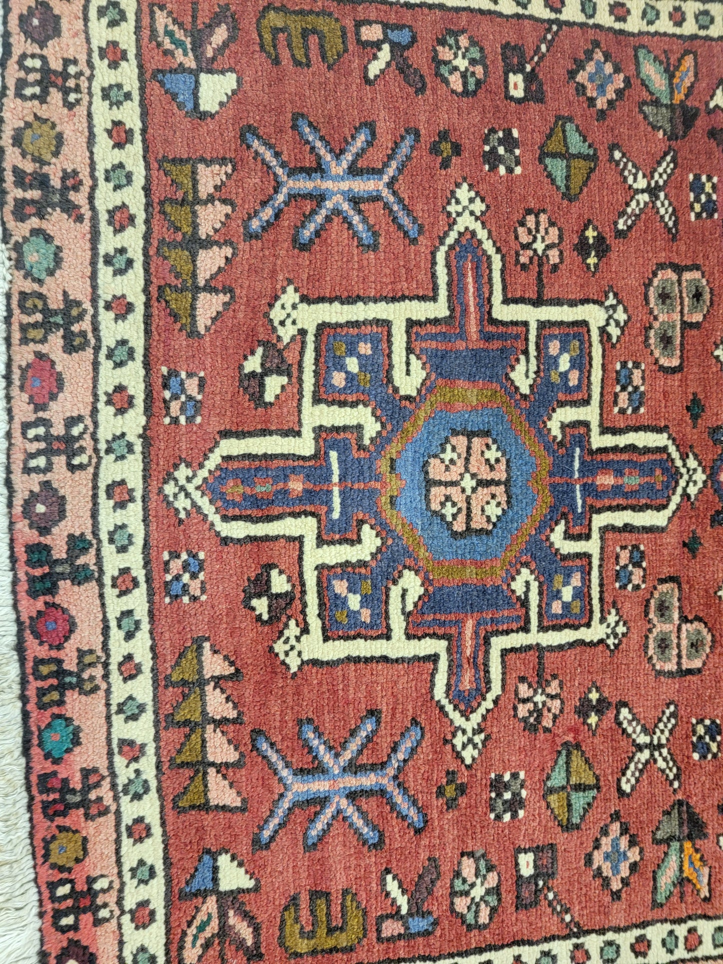 Antique Hand-Knotted Wool Runner Heriz Karajeh 2'7" x 13'2"