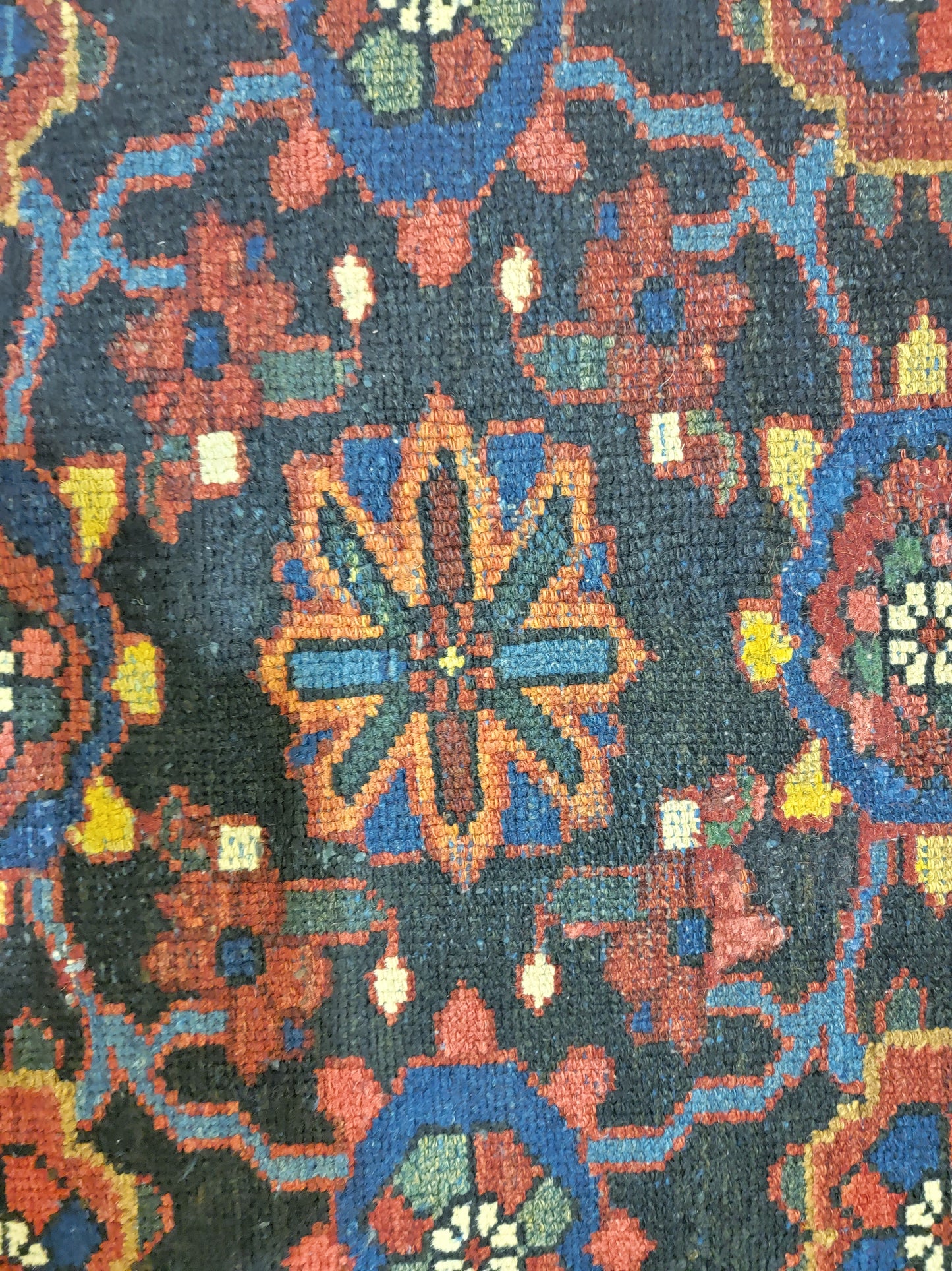 Antique Hand-Knotted Wool Runner Bakhtiari 3'2" x 12'