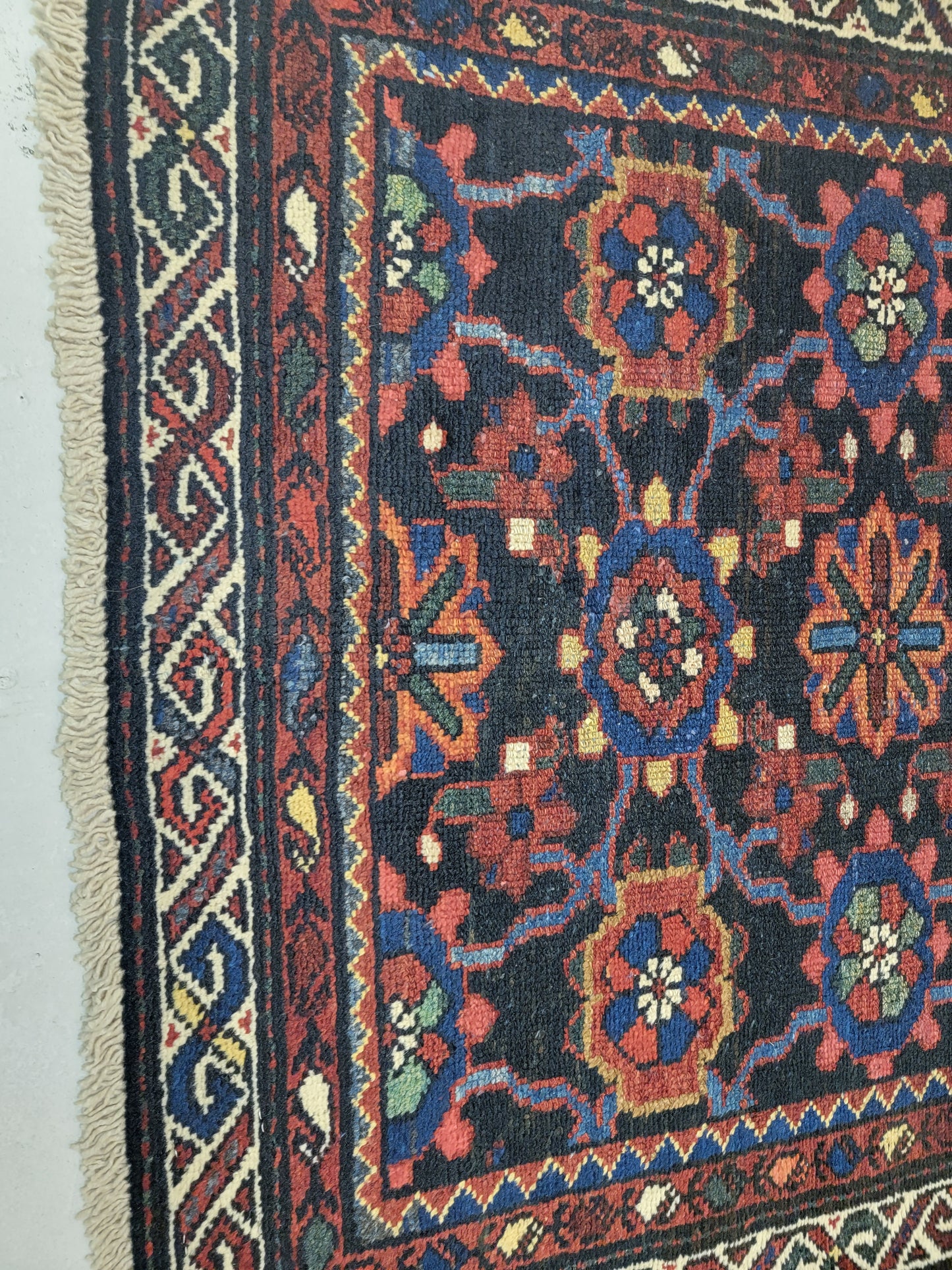 Antique Hand-Knotted Wool Runner Bakhtiari 3'2" x 12'