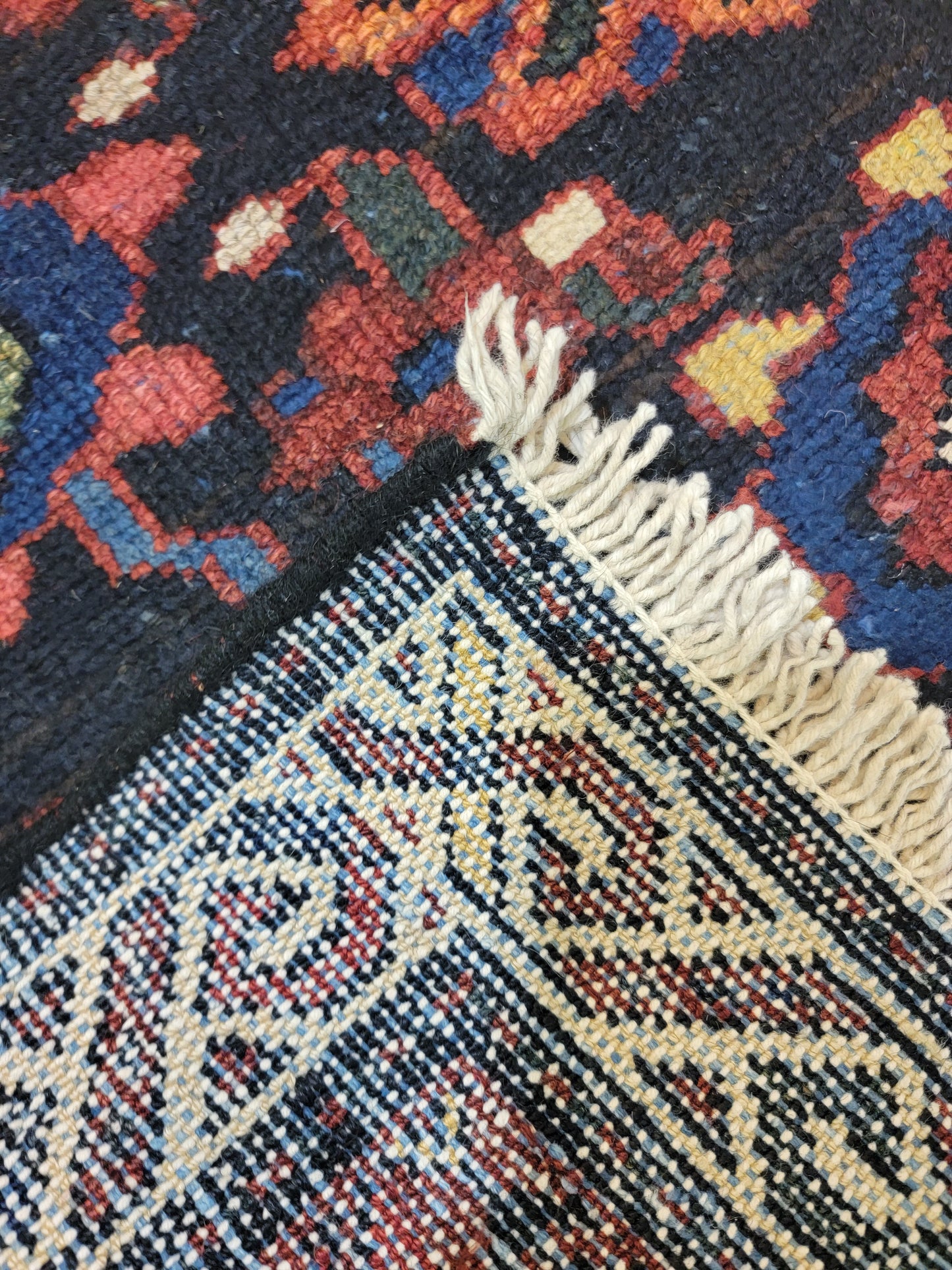 Antique Hand-Knotted Wool Runner Bakhtiari 3'2" x 12'