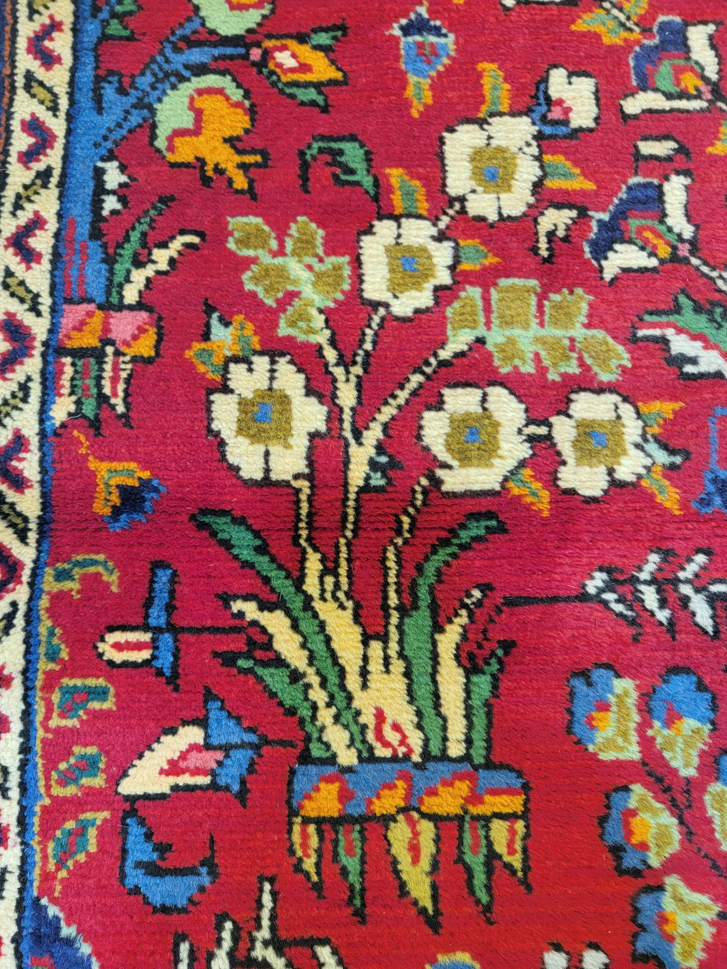 Antique Hand-Knotted Wool Runner Hamedan Rudbar 3'6" x 12'8"