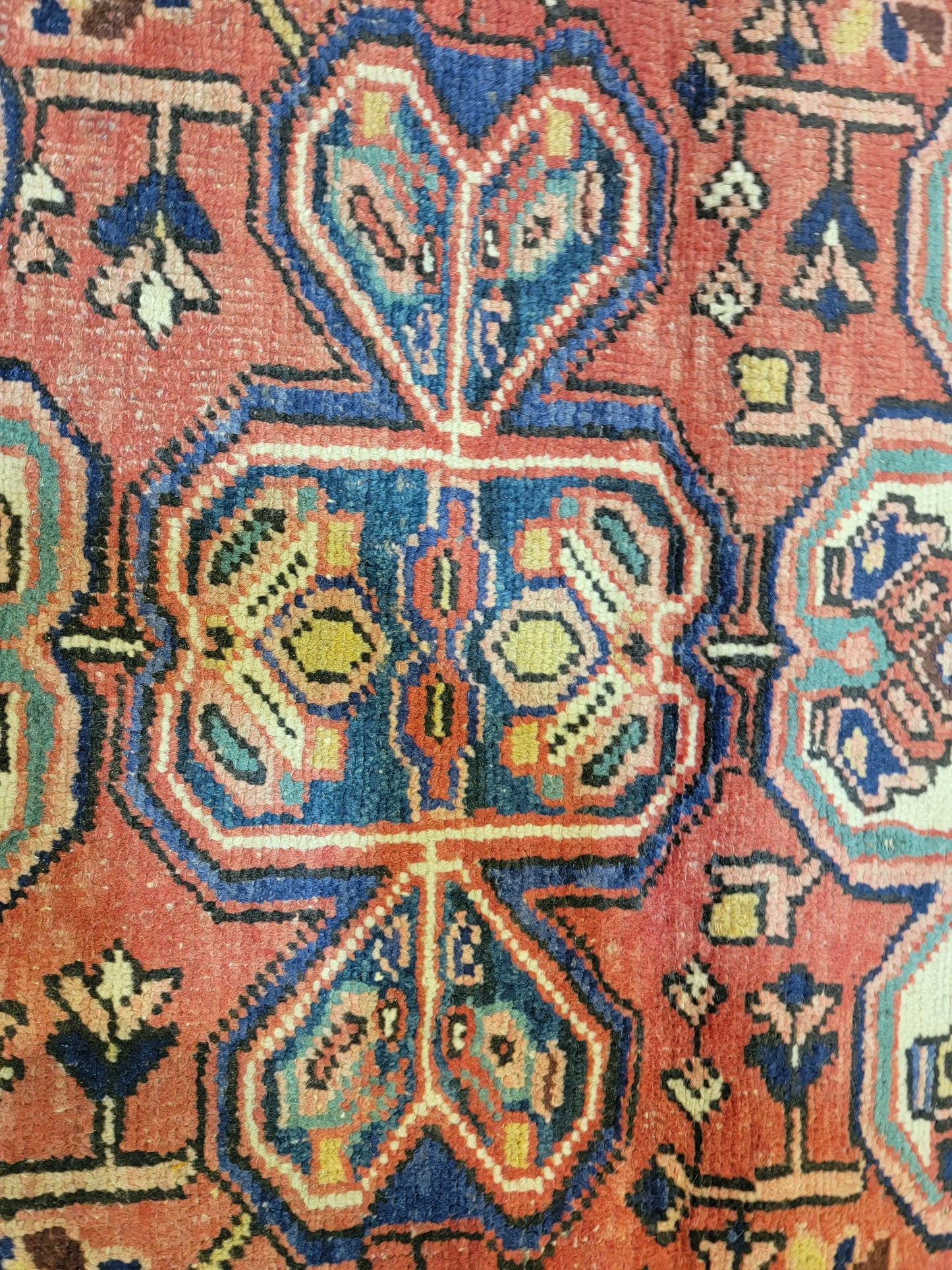 Antique Hand-Knotted Wool Runner Heriz Ahar 3'6" x 10'1"