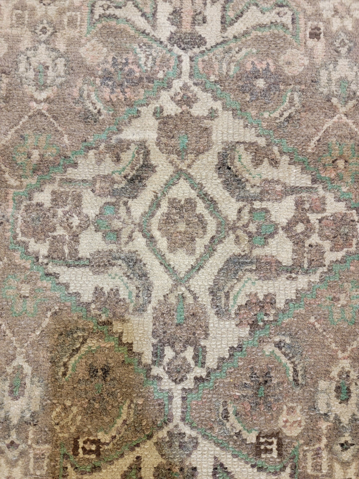 Antique Hand-Knotted Wool Runner Mahal 3'2" x 13'